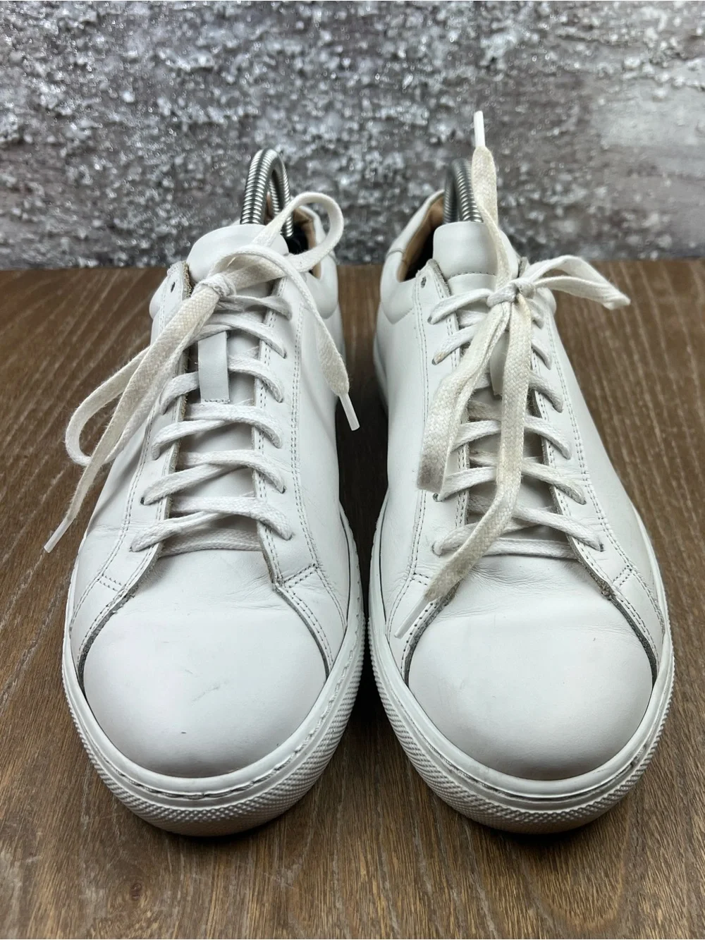 602 Suitsupply Minimalist White Leather Men’s Sneakers 9 US
